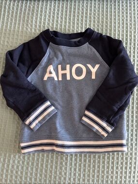 Janie and Jack Navy & Light Blue AHOY Raglan Sweatshirt